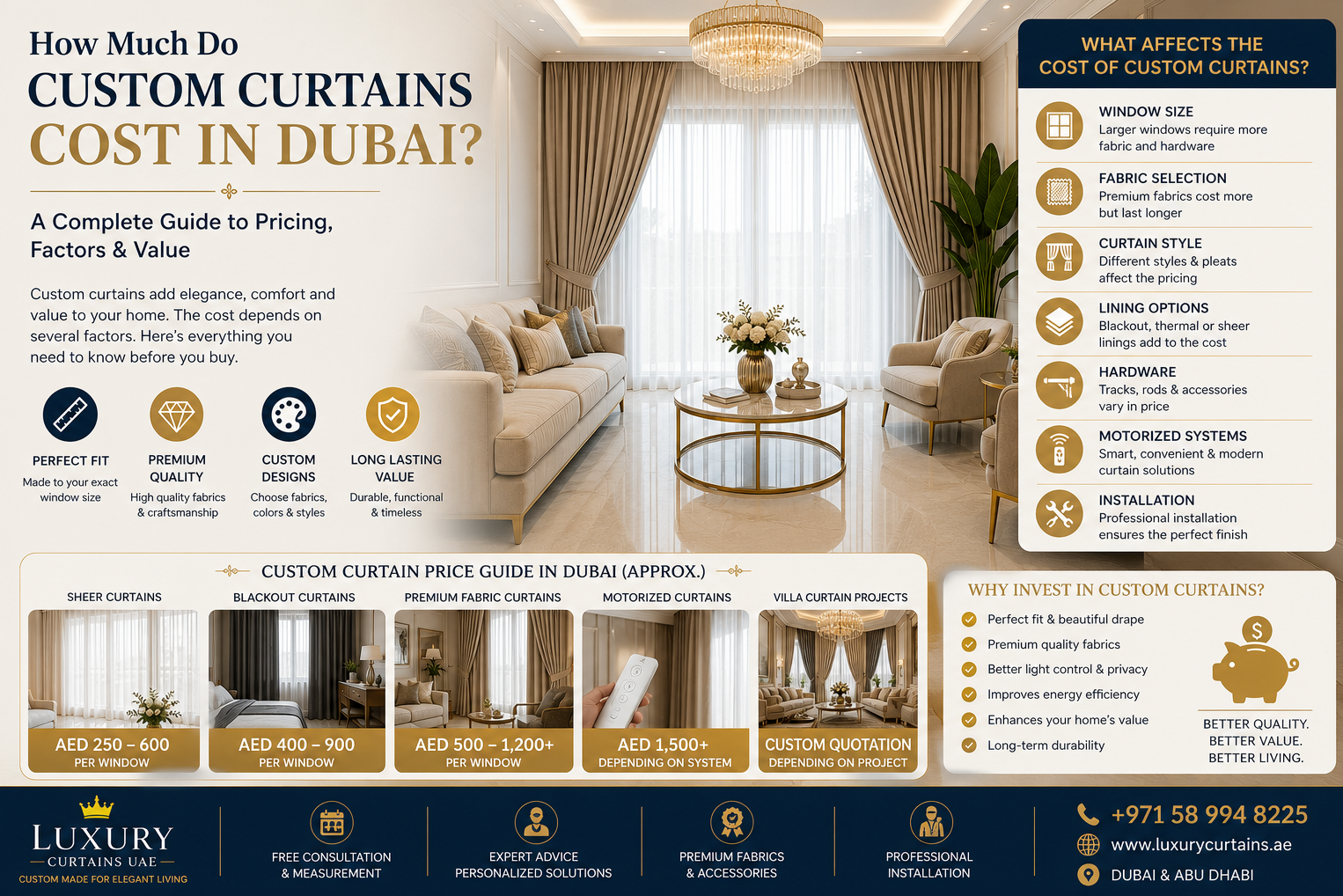 Custom Curtain Cost In Dubai UAE